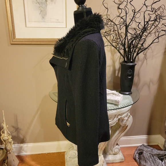 Bebe Wool Blend Faux Fur Collar Coat - Picture 8 of 15